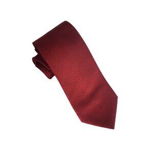 Lanvin Paris 100% Silk Men's Tie Deep Red With Black Line Pattern